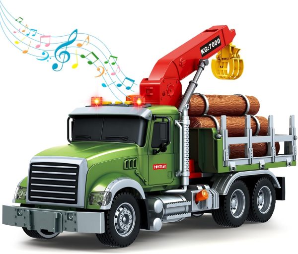 SpringFlower Toy for 3 4 5 6 Year Old Boys, Farm Truck Toy with Farm Trunk,Vehicle Timber Truck Toy with Loading Crane & Lights & Sounds, Kids Birthday Gifts for Boys Toddlers Girls - Image 7