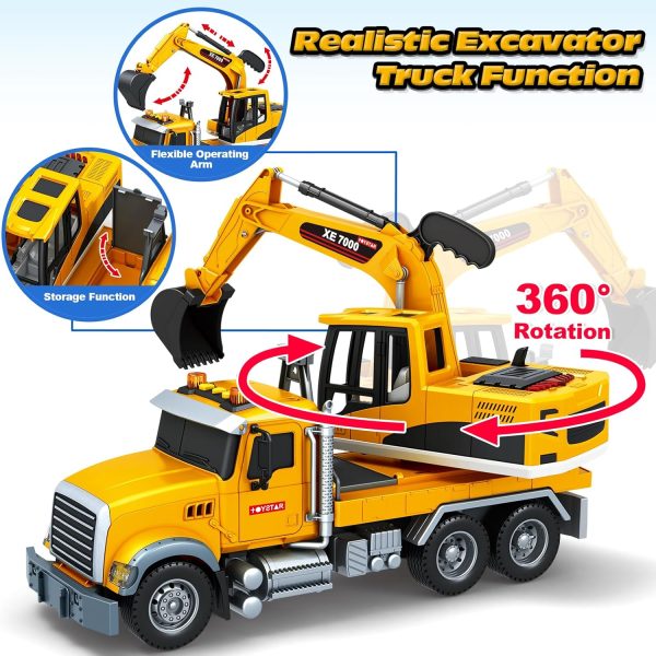 SpringFlower Toy for 3 4 5 6 Year Old Boys, Farm Truck Toy with Farm Trunk,Vehicle Timber Truck Toy with Loading Crane & Lights & Sounds, Kids Birthday Gifts for Boys Toddlers Girls - Image 23