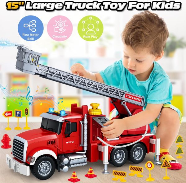 SpringFlower Toy for 3 4 5 6 Year Old Boys, Farm Truck Toy with Farm Trunk,Vehicle Timber Truck Toy with Loading Crane & Lights & Sounds, Kids Birthday Gifts for Boys Toddlers Girls - Image 36
