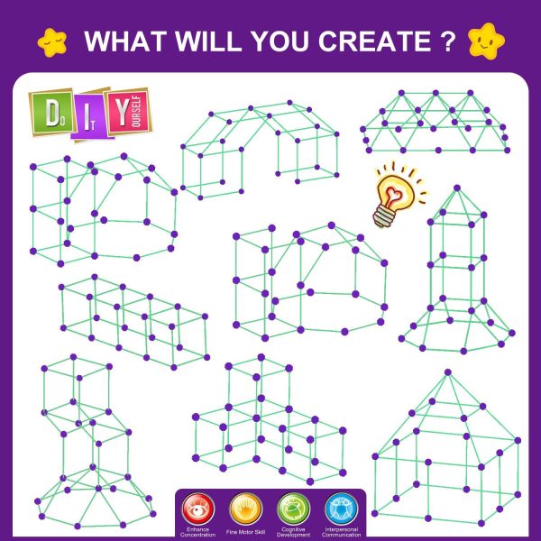 Glow In The Dark Fort Building Kit for Kids,STEM Construction Toys, Educational Gift for 4 5 6 7 8 9 10 11 12 Years Old Boys and Girls,Ultimate Creative Set for Indoor & Outdoors Activity,140 Pcs - Image 5