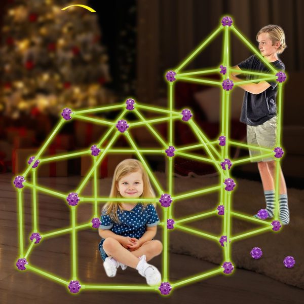 Glow In The Dark Fort Building Kit for Kids,STEM Construction Toys, Educational Gift for 4 5 6 7 8 9 10 11 12 Years Old Boys and Girls,Ultimate Creative Set for Indoor & Outdoors Activity,140 Pcs - Image 8