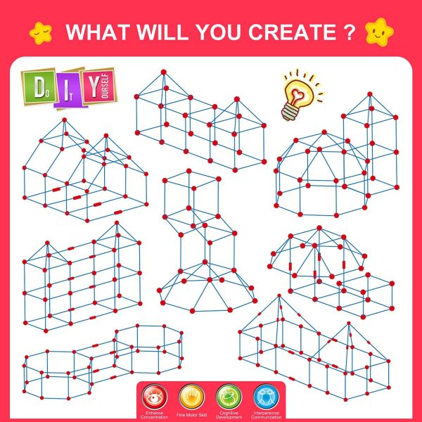 Glow In The Dark Fort Building Kit for Kids,STEM Construction Toys, Educational Gift for 4 5 6 7 8 9 10 11 12 Years Old Boys and Girls,Ultimate Creative Set for Indoor & Outdoors Activity,140 Pcs - Image 12