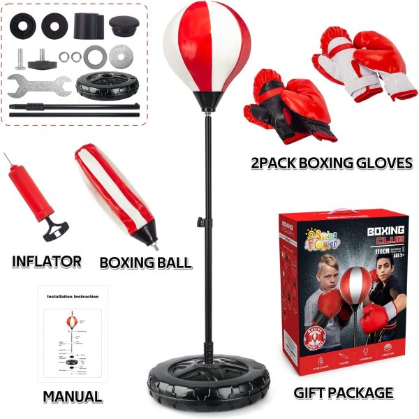 Springflower Big Punching Bag for Kids Included 2 Pack Boxing Gloves, Boxing Toys for Boys, Boxing Bag Sets with Height Adjustable Stand, for Boys & Girls Age 5 6 7 8 9 10 Years Old - Image 3
