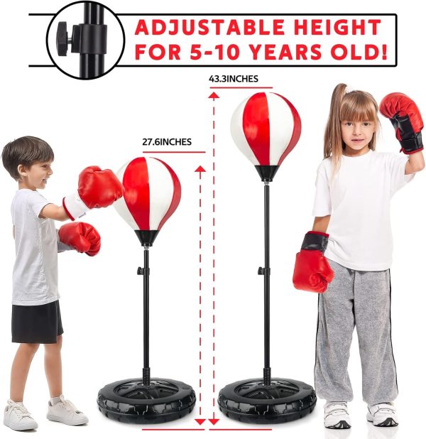 Springflower Big Punching Bag for Kids Included 2 Pack Boxing Gloves, Boxing Toys for Boys, Boxing Bag Sets with Height Adjustable Stand, for Boys & Girls Age 5 6 7 8 9 10 Years Old - Image 4