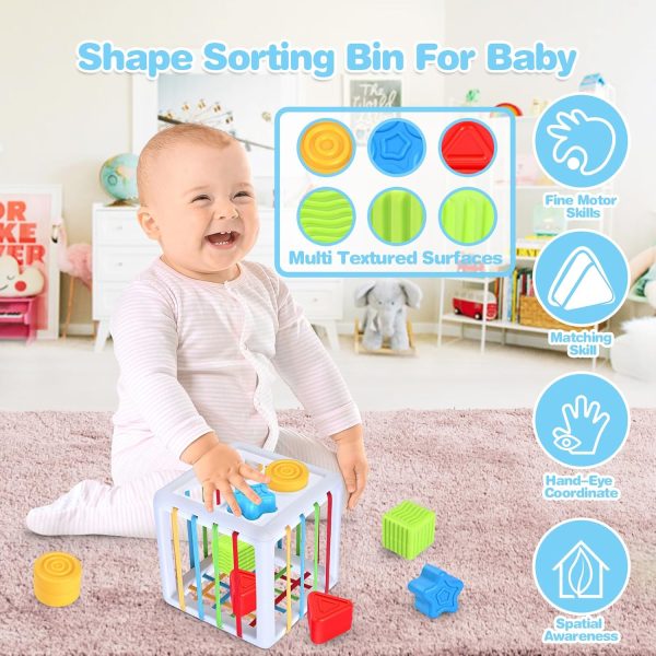 Springflower 5 in 1 Montessori Toys for Babies 0-3-6-12 Months, Soft Baby Teething Toys, Sensory Bin Toy, Stacking Building Blocks & Rings Infants,Developmental Toddler,Gift 12-18 Months - Image 6