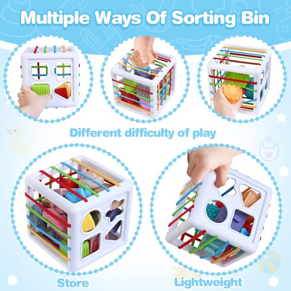 Springflower 5 in 1 Montessori Toys for Babies 0-3-6-12 Months, Soft Baby Teething Toys, Sensory Bin Toy, Stacking Building Blocks & Rings Infants,Developmental Toddler,Gift 12-18 Months - Image 7