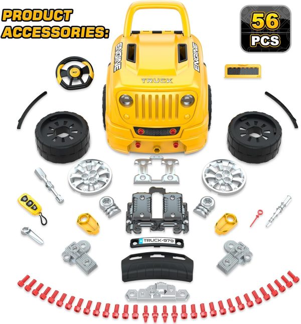 SpringFlower Toys Gifts for 3 4 5 6 7 8 Years Old Boys, Large Truck Engine, Mechanic Repair Set for Kids, Big Truck Builder Kit, Take Apart Motor Vehicle Play Car Service Station, for Kids - Image 2