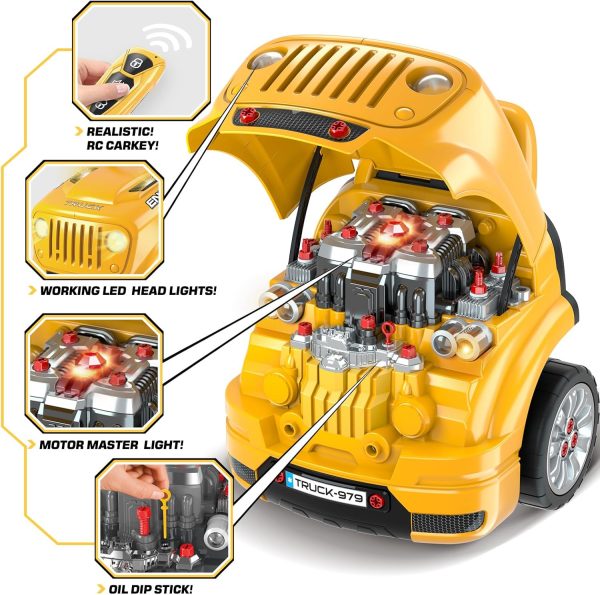 SpringFlower Toys Gifts for 3 4 5 6 7 8 Years Old Boys, Large Truck Engine, Mechanic Repair Set for Kids, Big Truck Builder Kit, Take Apart Motor Vehicle Play Car Service Station, for Kids - Image 3