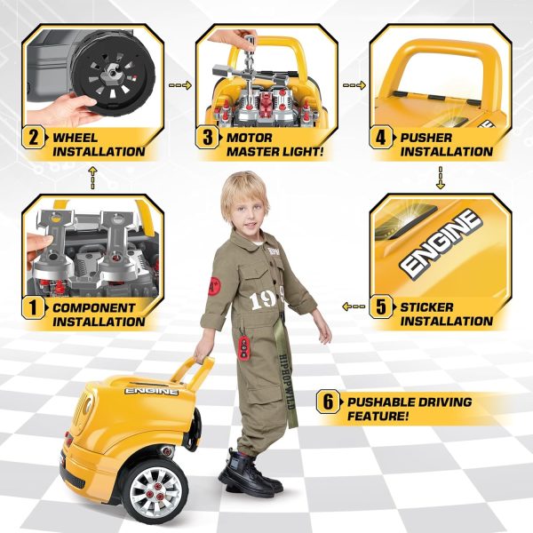 SpringFlower Toys Gifts for 3 4 5 6 7 8 Years Old Boys, Large Truck Engine, Mechanic Repair Set for Kids, Big Truck Builder Kit, Take Apart Motor Vehicle Play Car Service Station, for Kids - Image 5