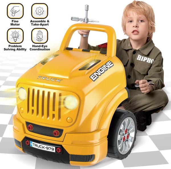 SpringFlower Toys Gifts for 3 4 5 6 7 8 Years Old Boys, Large Truck Engine, Mechanic Repair Set for Kids, Big Truck Builder Kit, Take Apart Motor Vehicle Play Car Service Station, for Kids - Image 6