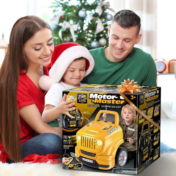 SpringFlower Toys Gifts for 3 4 5 6 7 8 Years Old Boys, Large Truck Engine, Mechanic Repair Set for Kids, Big Truck Builder Kit, Take Apart Motor Vehicle Play Car Service Station, for Kids - Image 9