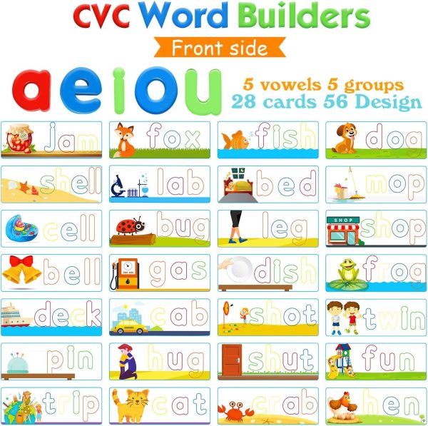 SpringFlower See & Spell Matching Letter Toy,Learning Educational Toy For 3 4 5 6 Years Old Boys And Girls,Preschool Learning Activities,Shape & Color Recognition Game,Cvc Word Builders For Kids,80Pcs - Image 2