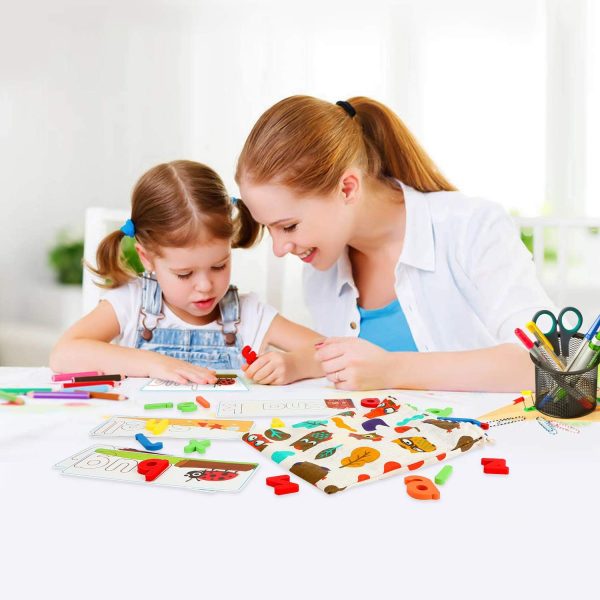 SpringFlower See & Spell Matching Letter Toy,Learning Educational Toy For 3 4 5 6 Years Old Boys And Girls,Preschool Learning Activities,Shape & Color Recognition Game,Cvc Word Builders For Kids,80Pcs - Image 6