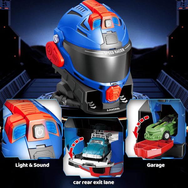 SpringFlower Boys Toys for 3 4 5 6 7 Years Olds, Race Track Toys,Race Helmet Design with 4 Die cast car Toy,Car Toys Set for Toddlers,Ideal Gift for 3 4 5 6 7 Years Old Kids - Image 5